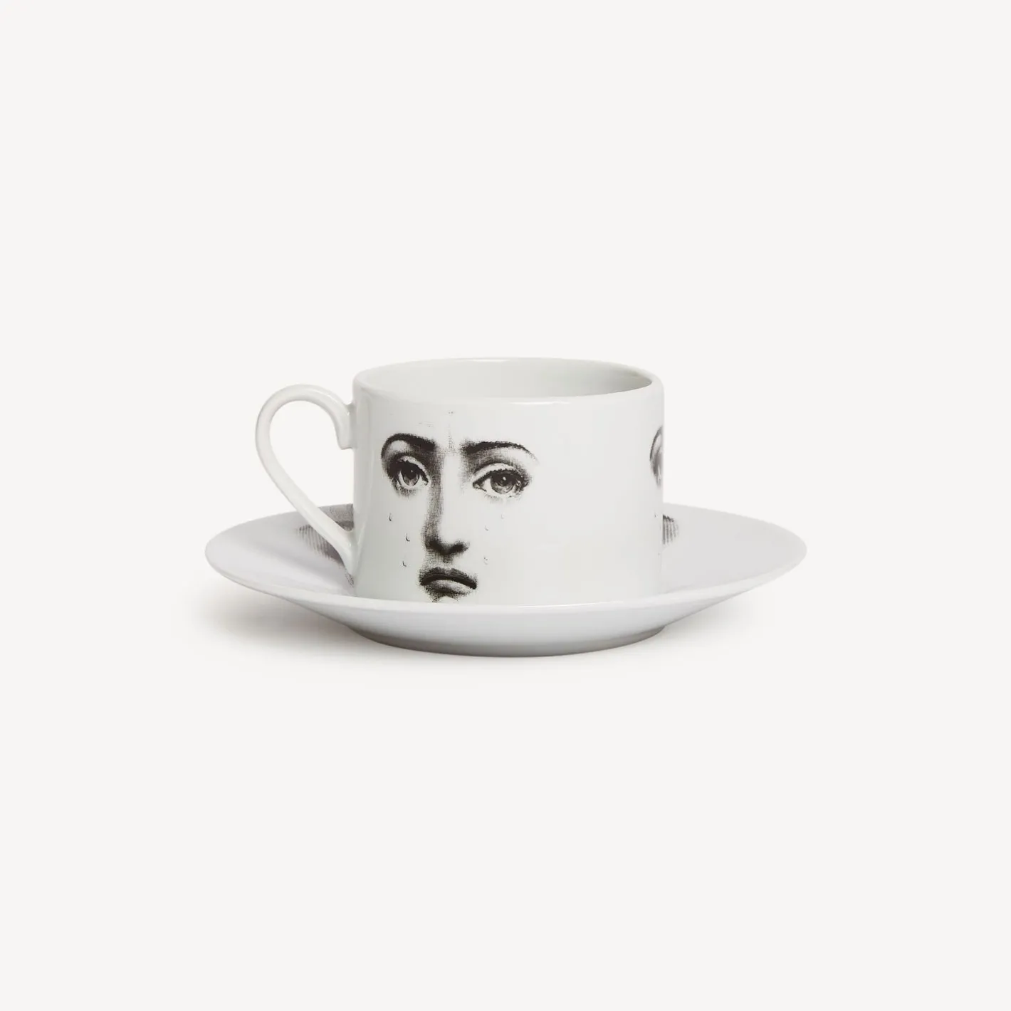 Fornasetti Set Da Te E Caffe^Tazza Da Te Tema E Variazioni Il Fumo Fa Male Bianco Nero