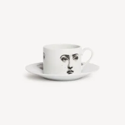 Fornasetti Set Da Te E Caffe^Tazza Da Te Tema E Variazioni Il Fumo Fa Male Bianco Nero