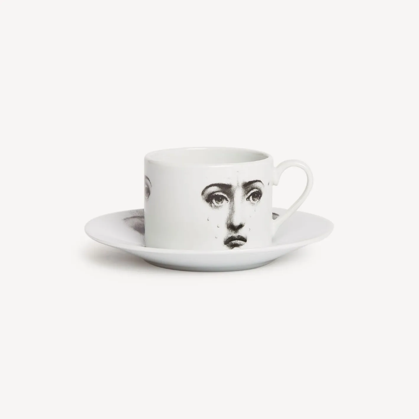 Fornasetti Set Da Te E Caffe^Tazza Da Te Tema E Variazioni Il Fumo Fa Male Bianco Nero