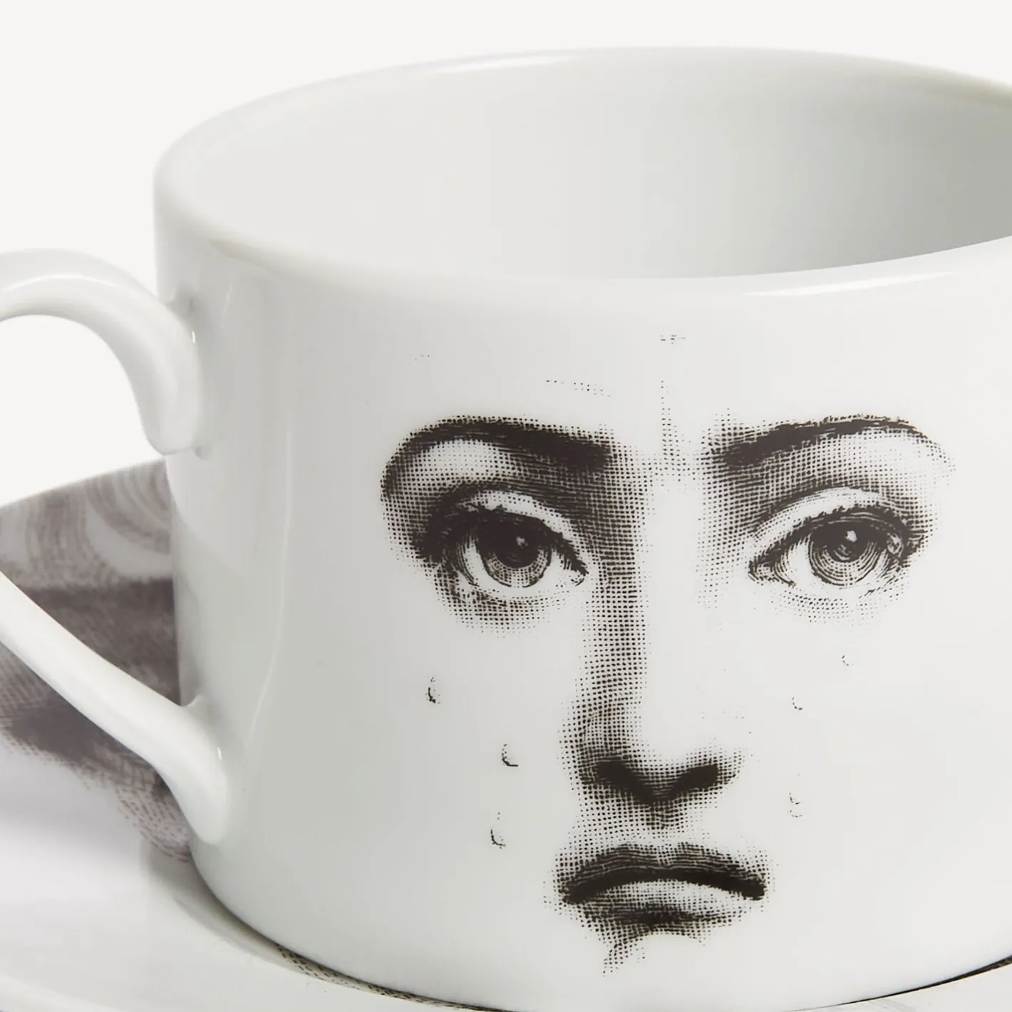 Fornasetti Set Da Te E Caffe^Tazza Da Te Tema E Variazioni Il Fumo Fa Male Bianco Nero