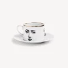 Fornasetti Set Da Te E Caffe^Tazza Da Te Tema E Variazioni Il Fumo Fa Male Bianco/Nero/Oro