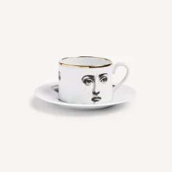 Fornasetti Set Da Te E Caffe^Tazza Da Te Tema E Variazioni Il Fumo Fa Male Bianco/Nero/Oro