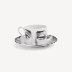 Fornasetti Set Da Te E Caffe^Tazza Da Te Tema E Variazioni L'Antipatico Bianco Nero