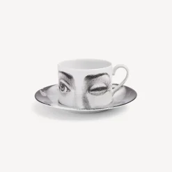 Fornasetti Set Da Te E Caffe^Tazza Da Te Tema E Variazioni L'Antipatico Bianco Nero