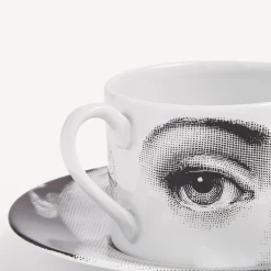 Fornasetti Set Da Te E Caffe^Tazza Da Te Tema E Variazioni L'Antipatico Bianco Nero