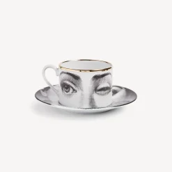 Fornasetti Set Da Te E Caffe^Tazza Da Te Tema E Variazioni L'Antipatico Bianco/Nero/Oro
