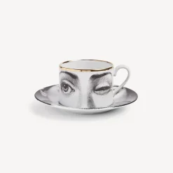 Fornasetti Set Da Te E Caffe^Tazza Da Te Tema E Variazioni L'Antipatico Bianco/Nero/Oro