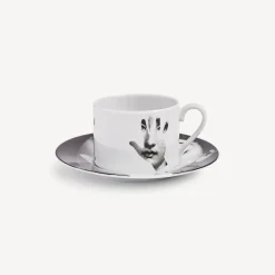 Fornasetti Set Da Te E Caffe^Tazza Da Te Tema E Variazioni Mano Bianco Nero