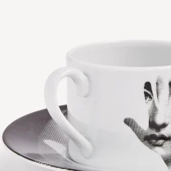 Fornasetti Set Da Te E Caffe^Tazza Da Te Tema E Variazioni Mano Bianco Nero
