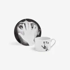 Fornasetti Set Da Te E Caffe^Tazza Da Te Tema E Variazioni Mano Bianco Nero