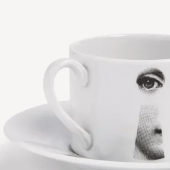 Fornasetti Set Da Te E Caffe^Tazza Da Te Tema E Variazioni Serratura Bianco Nero