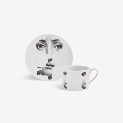 Fornasetti Set Da Te E Caffe^Tazza Da Te Tema E Variazioni Serratura Bianco Nero