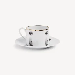Fornasetti Set Da Te E Caffe^Tazza Da Te Tema E Variazioni Serratura Bianco/Nero/Oro