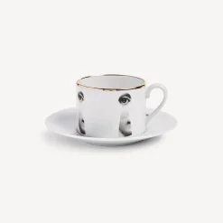 Fornasetti Set Da Te E Caffe^Tazza Da Te Tema E Variazioni Serratura Bianco/Nero/Oro