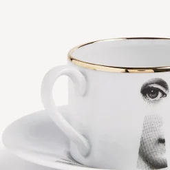 Fornasetti Set Da Te E Caffe^Tazza Da Te Tema E Variazioni Serratura Bianco/Nero/Oro
