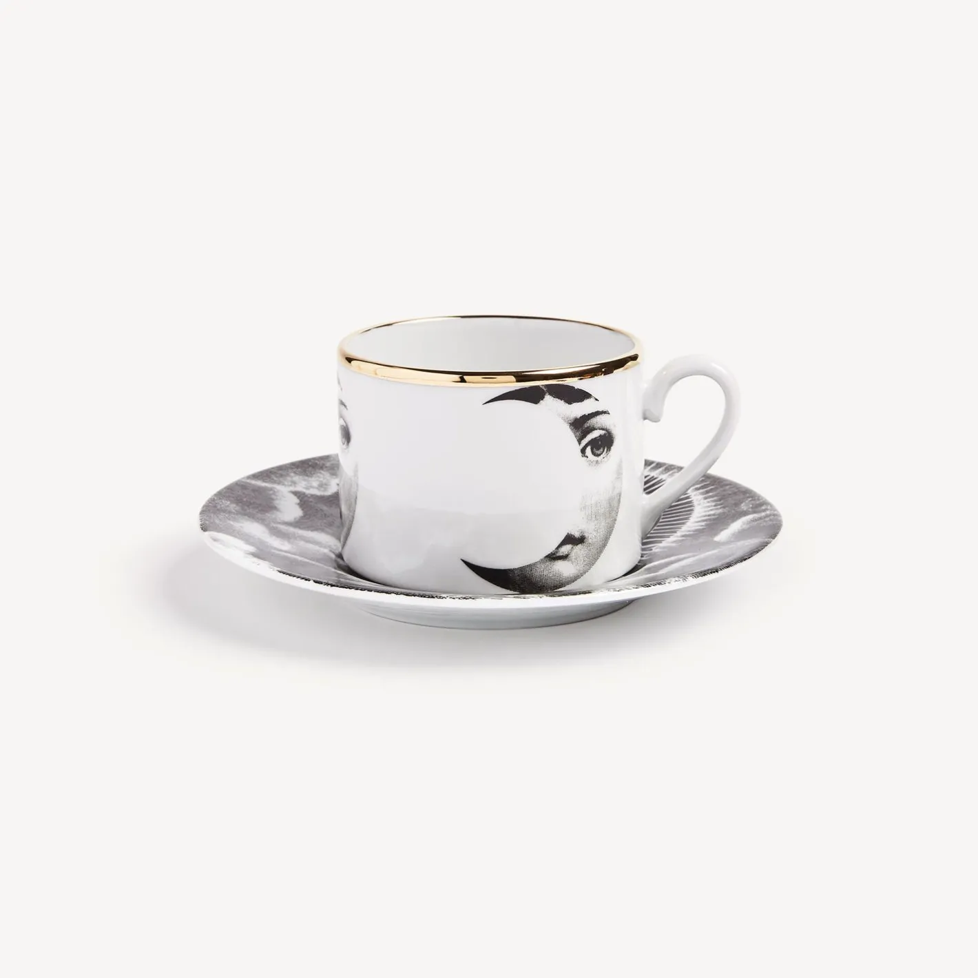 Fornasetti Set Da Te E Caffe^Tazza Da Te Tema E Variazioni Sole E Luna Bianco/Nero/Oro