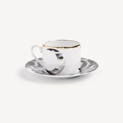 Fornasetti Set Da Te E Caffe^Tazza Da Te Tema E Variazioni Sole E Luna Bianco/Nero/Oro
