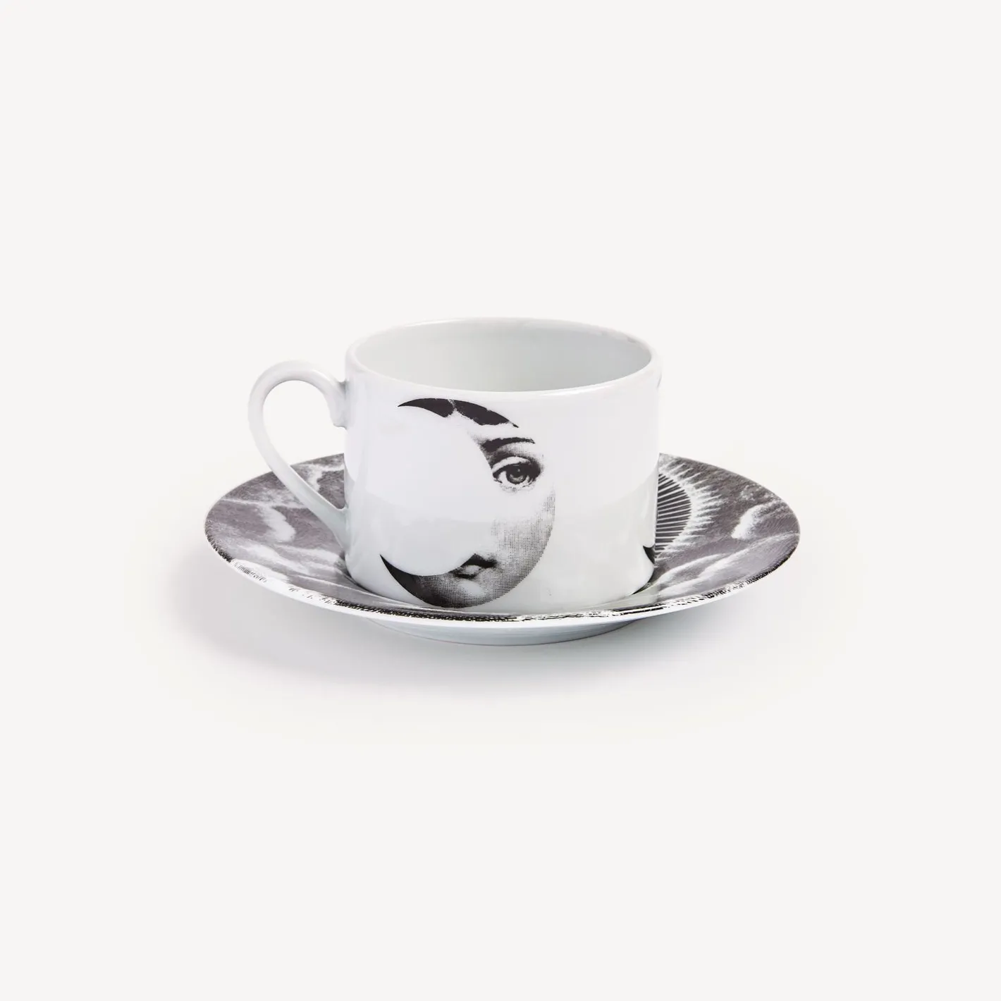 Fornasetti Set Da Te E Caffe^Tazza Da Te Tema E Variazioni Sole E Luna Bianco Nero