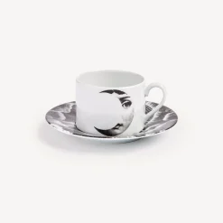 Fornasetti Set Da Te E Caffe^Tazza Da Te Tema E Variazioni Sole E Luna Bianco Nero