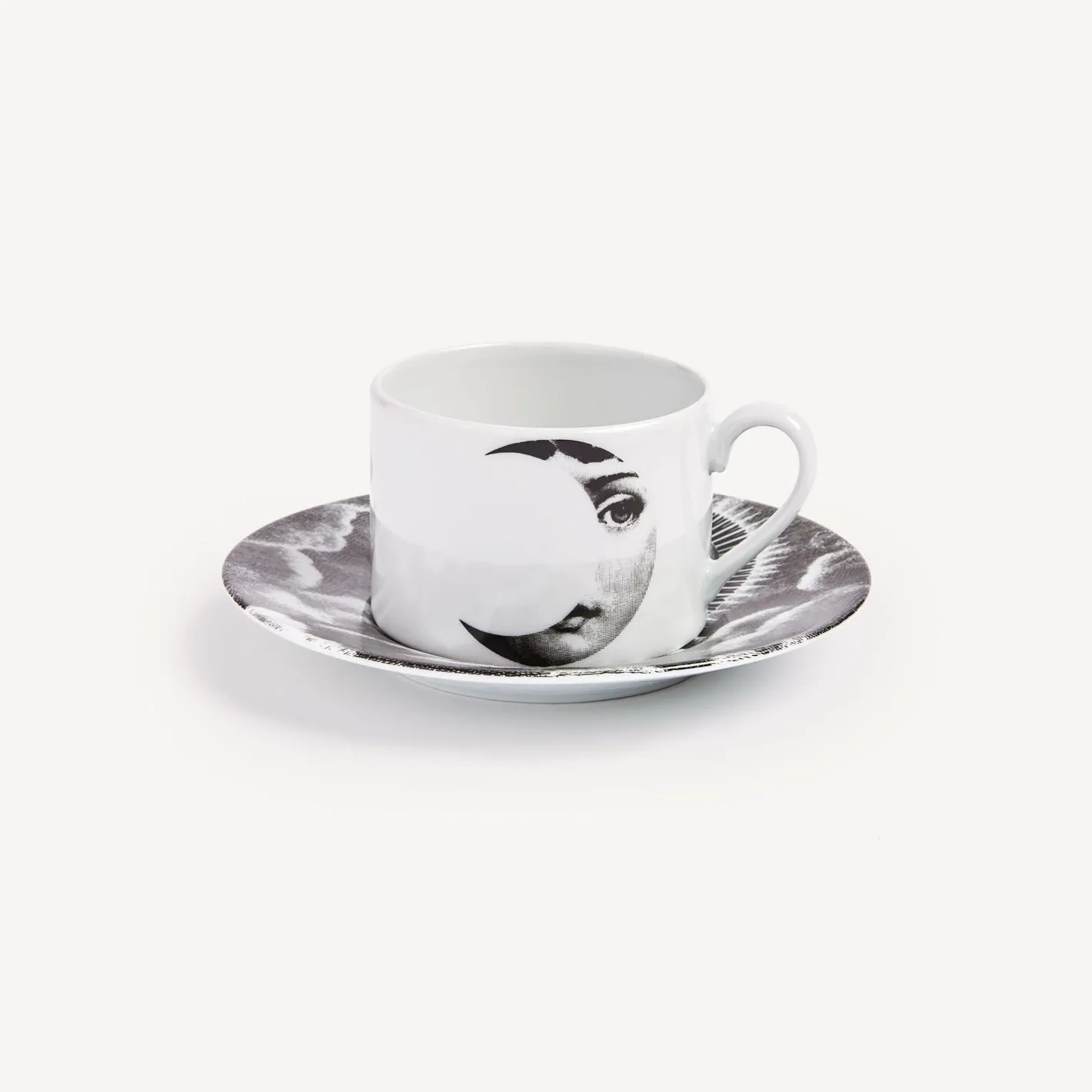 Fornasetti Set Da Te E Caffe^Tazza Da Te Tema E Variazioni Sole E Luna Bianco Nero