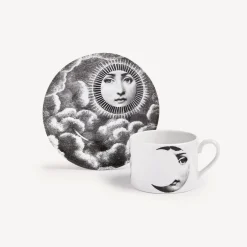 Fornasetti Set Da Te E Caffe^Tazza Da Te Tema E Variazioni Sole E Luna Bianco Nero