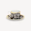 Fornasetti Set Da Te E Caffe^Tazza Te Alta Fedelta Leopardato Bianco/Nero/Oro