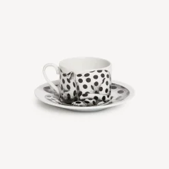 Fornasetti Set Da Te E Caffe^Tazza Te Alta Fedelta Pois Bianco Nero