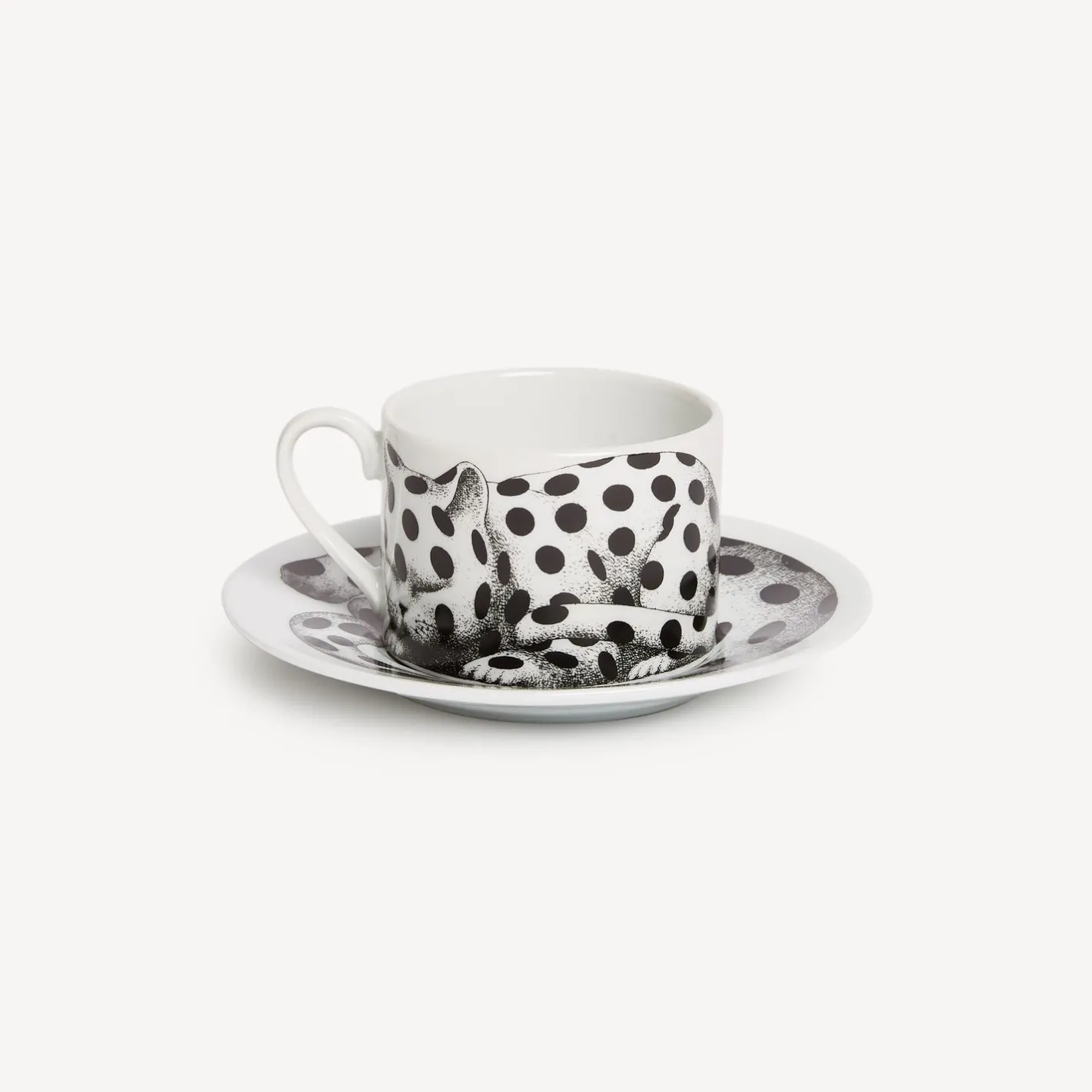 Fornasetti Set Da Te E Caffe^Tazza Te Alta Fedelta Pois Bianco Nero