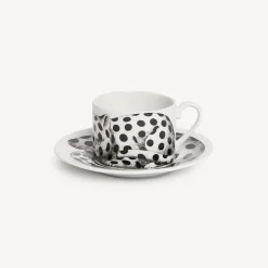 Fornasetti Set Da Te E Caffe^Tazza Te Alta Fedelta Pois Bianco Nero
