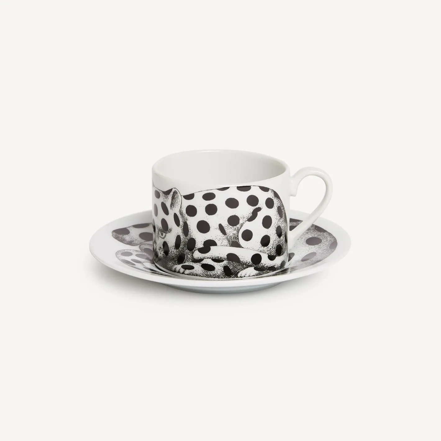 Fornasetti Set Da Te E Caffe^Tazza Te Alta Fedelta Pois Bianco Nero