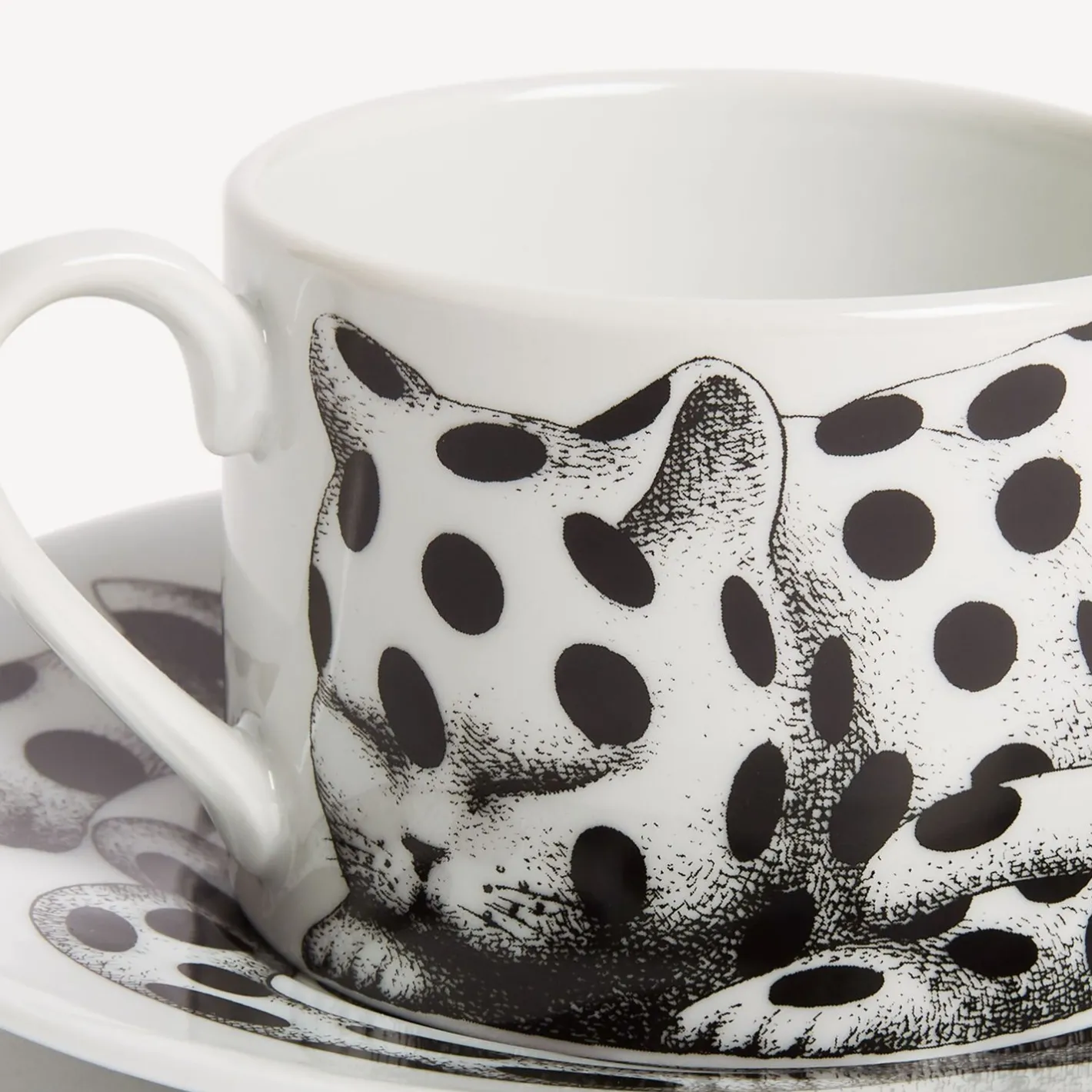 Fornasetti Set Da Te E Caffe^Tazza Te Alta Fedelta Pois Bianco Nero