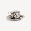 Fornasetti Set Da Te E Caffe^Tazza Te Alta Fedelta Pois Bianco/Nero/Oro