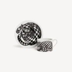 Fornasetti Set Da Te E Caffe^Tazza Te Alta Fedelta Quadretato Bianco Nero