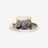 Fornasetti Set Da Te E Caffe^Tazza Te Alta Fedelta Quadrettato Bianco/Nero/Oro