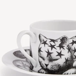 Fornasetti Set Da Te E Caffe^Tazza Te Alta Fedelta Stellato Bianco Nero