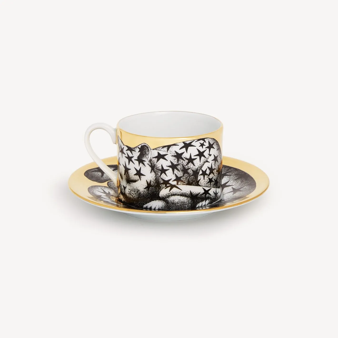 Fornasetti Set Da Te E Caffe^Tazza Te Alta Fedelta Stellato Bianco/Nero/Oro