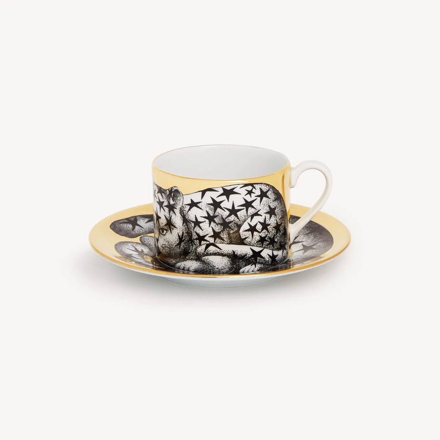 Fornasetti Set Da Te E Caffe^Tazza Te Alta Fedelta Stellato Bianco/Nero/Oro