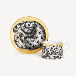 Fornasetti Set Da Te E Caffe^Tazza Te Alta Fedelta Stellato Bianco/Nero/Oro