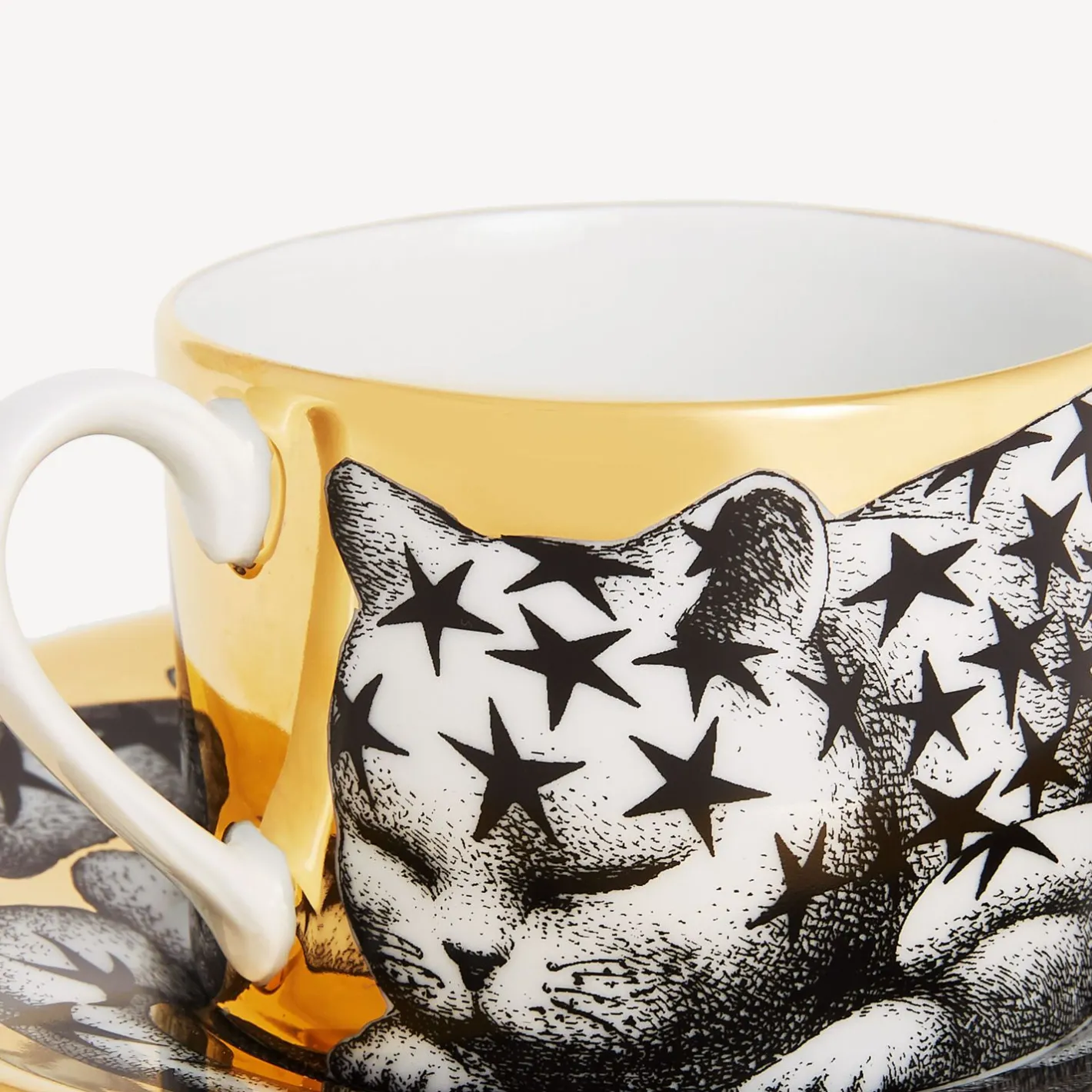 Fornasetti Set Da Te E Caffe^Tazza Te Alta Fedelta Stellato Bianco/Nero/Oro