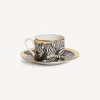 Fornasetti Set Da Te E Caffe^Tazza Te Alta Fedelta Tigrato Bianco/Nero/Oro
