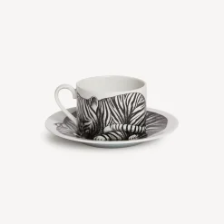 Fornasetti Set Da Te E Caffe^Tazza Te Alta Fedelta Tigrato Bianco Nero