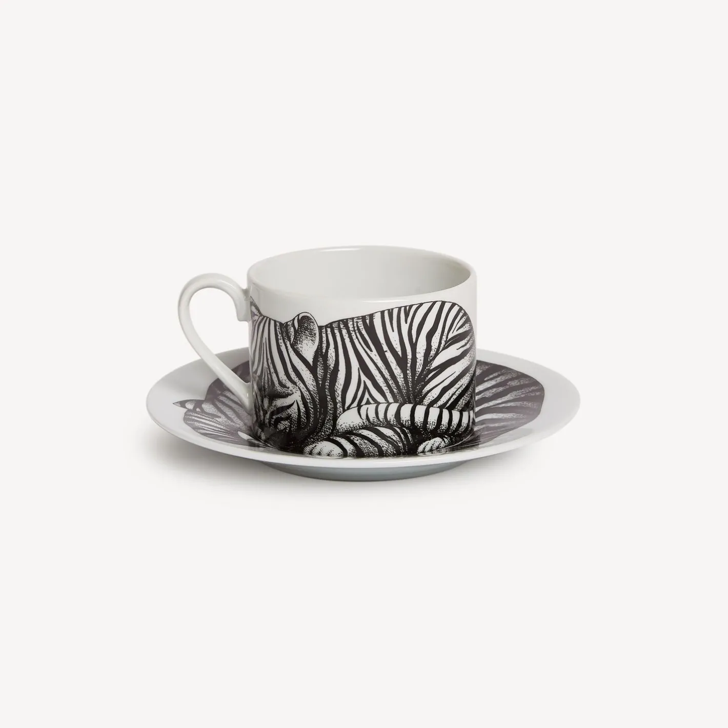 Fornasetti Set Da Te E Caffe^Tazza Te Alta Fedelta Tigrato Bianco Nero