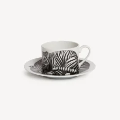 Fornasetti Set Da Te E Caffe^Tazza Te Alta Fedelta Tigrato Bianco Nero