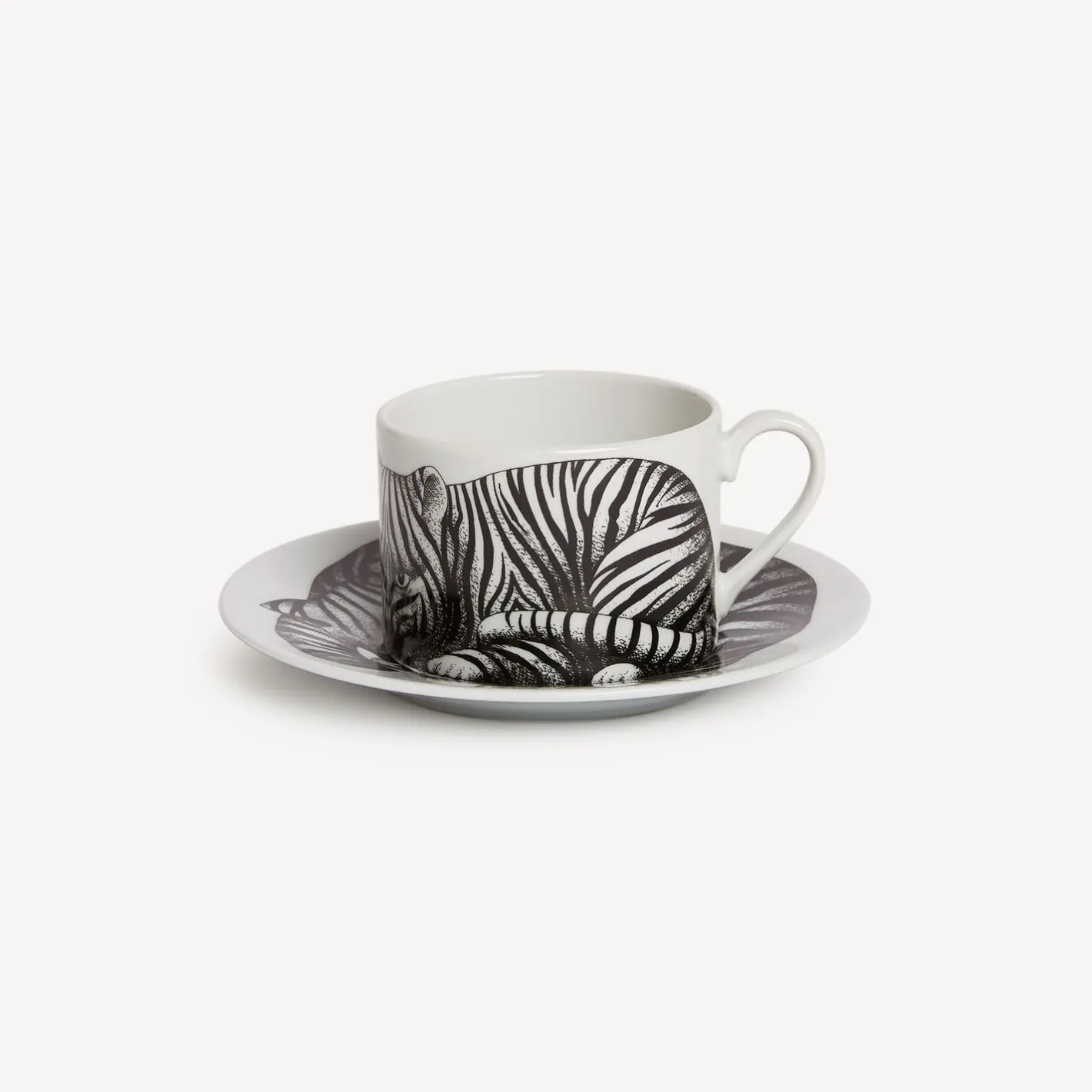 Fornasetti Set Da Te E Caffe^Tazza Te Alta Fedelta Tigrato Bianco Nero