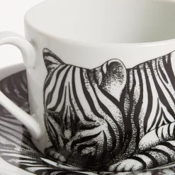 Fornasetti Set Da Te E Caffe^Tazza Te Alta Fedelta Tigrato Bianco Nero