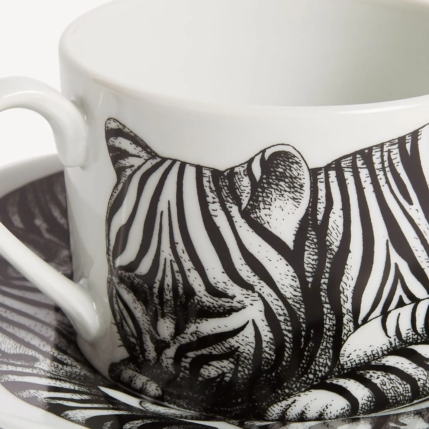 Fornasetti Set Da Te E Caffe^Tazza Te Alta Fedelta Tigrato Bianco Nero