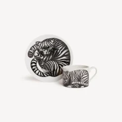 Fornasetti Set Da Te E Caffe^Tazza Te Alta Fedelta Tigrato Bianco Nero
