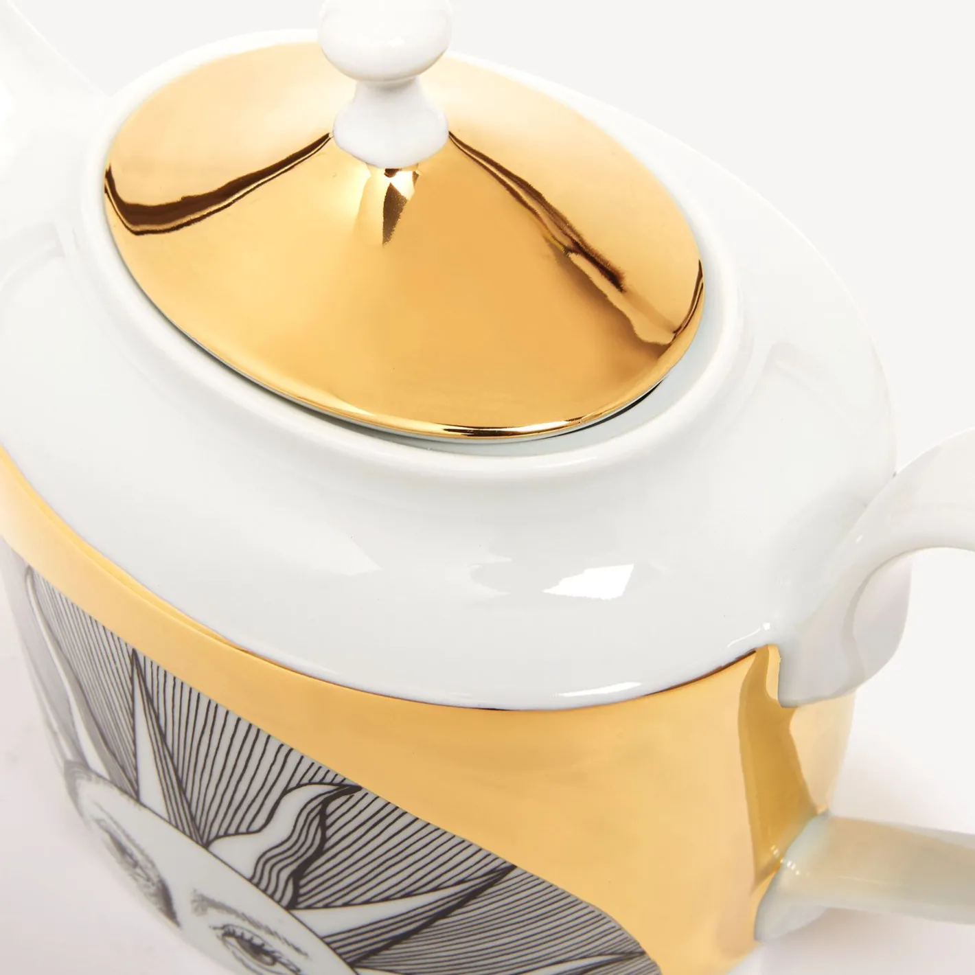 Fornasetti Set Da Te E Caffe^Teiera Soli Bianco/Nero/Oro