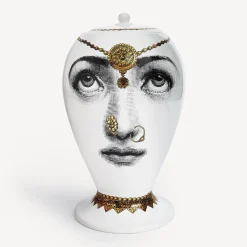 Fornasetti Vasi^Vaso Bollywood Bianco/Nero/Oro