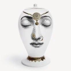 Fornasetti Vasi^Vaso Bollywood Bianco/Nero/Oro